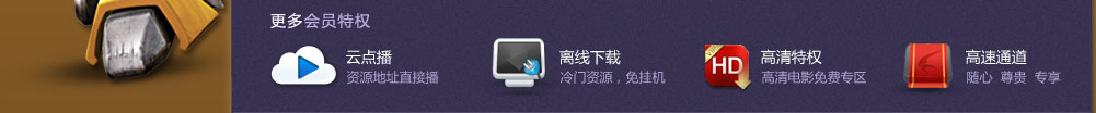 更多会员特权：云点播、离线下载、高清特权、高速通道